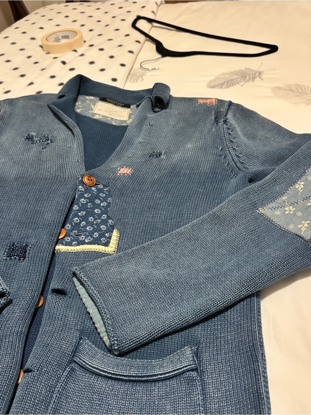 Scotch & Soda Blue Patchwork Knit Cardigan